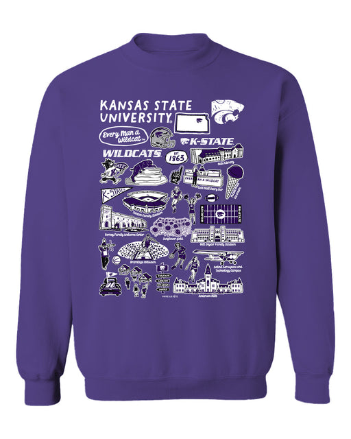 Kansas State Wildcats KSU K-State Vive La Fete Impressions Purple Cotton Crewneck Sweatshirt for Women