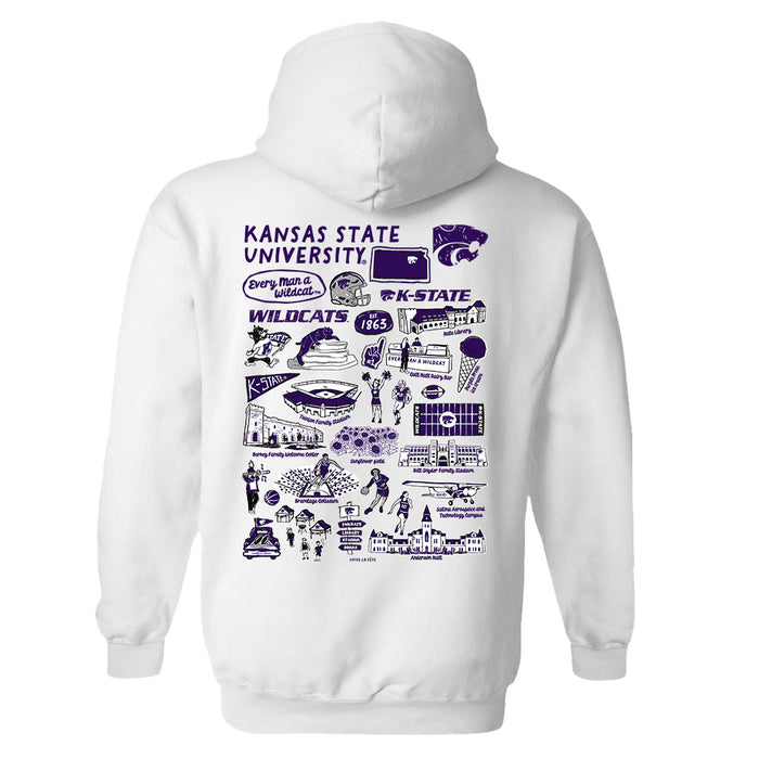 Kansas State Wildcats KSU K-State Hand Sketched Artwork Cotton Fleece Women Hoodie - Vive La Fête - Online Apparel Store