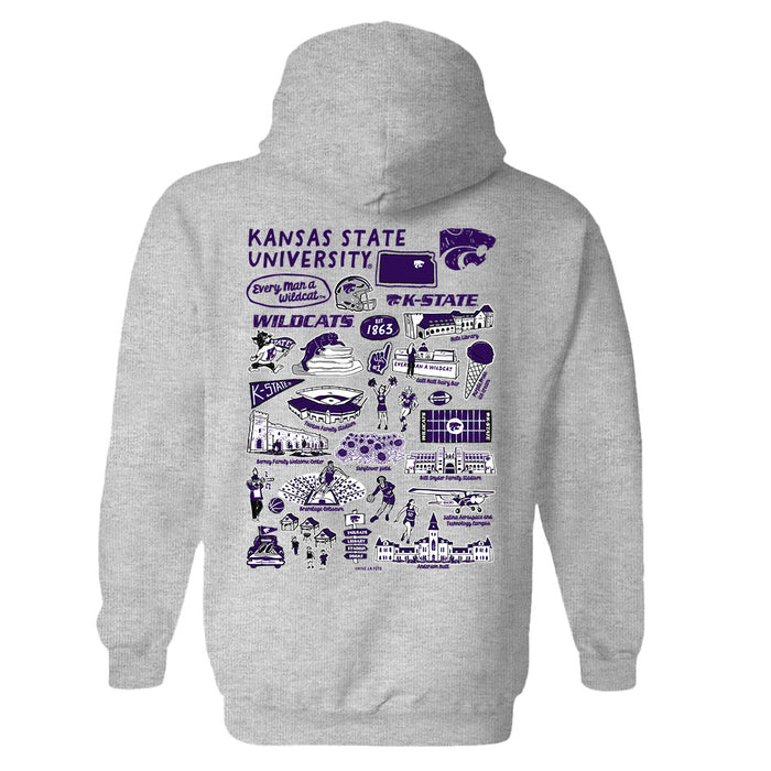 Kansas State Wildcats KSU K-State Hand Sketched Artwork Cotton Fleece Women Hoodie - Vive La Fête - Online Apparel Store