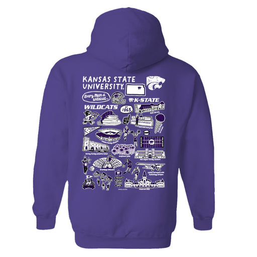 Kansas State Wildcats KSU K-State Hand Sketched Artwork Cotton Fleece Women Hoodie - Vive La Fête - Online Apparel Store