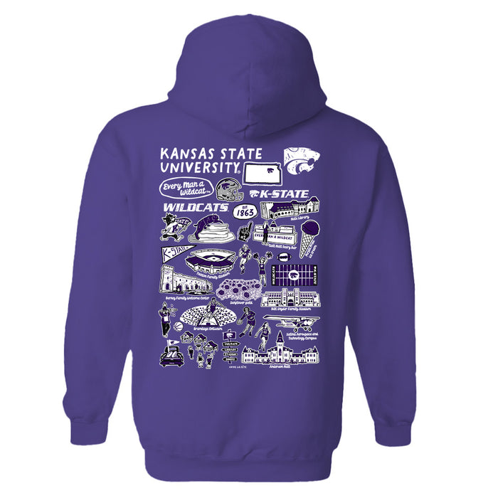 Kansas State Wildcats KSU K-State Hand Sketched Artwork Cotton Fleece Women Hoodie - Vive La Fête - Online Apparel Store