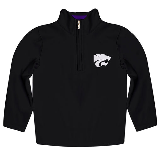 Kansas State Wildcats Vive La Fete Logo and Mascot Name Womens Black Quarter Zip Pullover