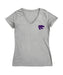 Kansas State Wildcats KSU K-State Hand Sketched Vive La Fete Impressions Artwork Grey Women Cotton V-Neck Tshirt