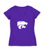 Kansas State Wildcats Women's V-neck Fitted Cotton T-Shirt Purple