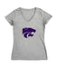 Kansas State Wildcats Women's V-neck Fitted Cotton T-Shirt Grey