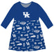 Kentucky Wildcats Long Sleeve Solid Royal Repeat Print Hand Sketched Impressions Artwork on Skirt