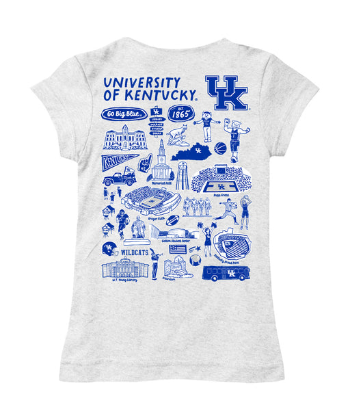 Kentucky Wildcats Hand Sketched Vive La Fete Impressions Artwork White Girls Cotton Short Sleeve Tee - Vive La Fête - Online Apparel Store