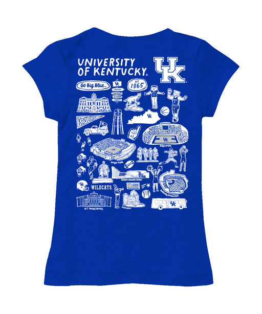 Kentucky Wildcats Hand Sketched Vive La Fete Impressions Artwork Blue Girls Cotton Short Sleeve Tee - Vive La Fête - Online Apparel Store