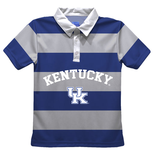 Kentucky Wildcats Stripes Short Sleeve Polo Box Shirt Royal and Grey - Vive La Fête - Online Apparel Store