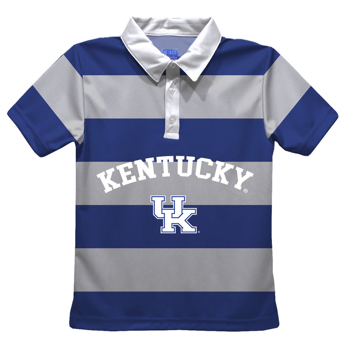 Kentucky Wildcats Stripes Short Sleeve Polo Box Shirt Royal and Grey - Vive La Fête - Online Apparel Store