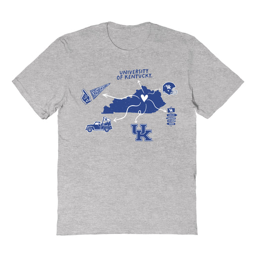 Kentucky Wildcats Hand Sketched Vive La Fete Impressions Icones Kids Grey T-shirt