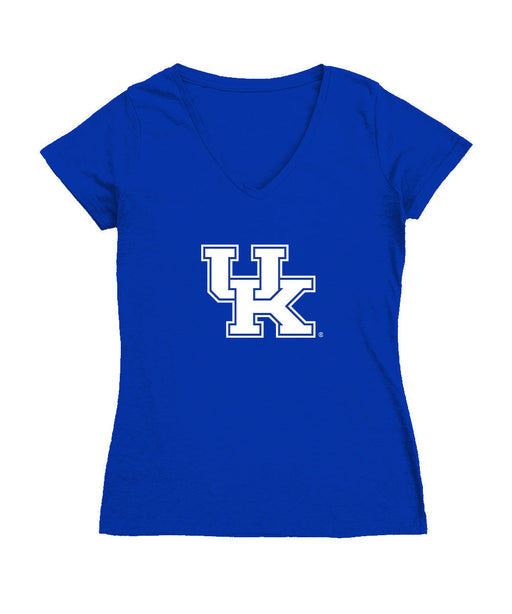 Kentucky Wildcats Women's V-neck Fitted Cotton T-Shirt Royal