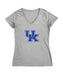 Kentucky Wildcats Women's V-neck Fitted Cotton T-Shirt Grey
