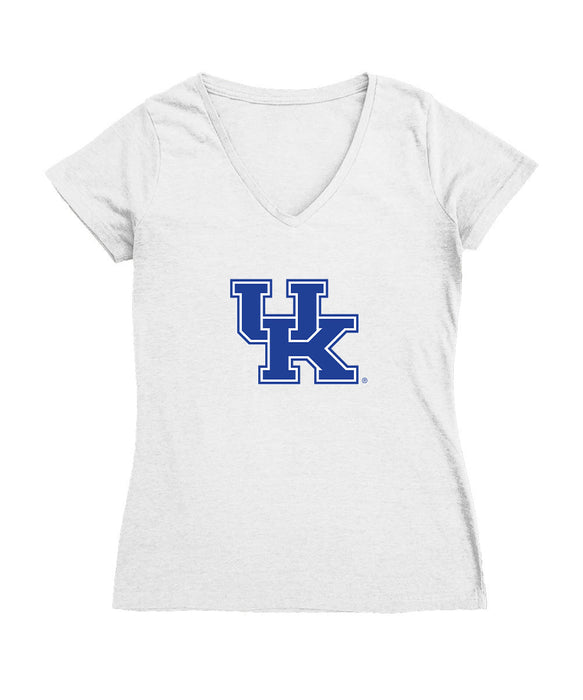 Kentucky Wildcats Women's V-neck Fitted Cotton T-Shirt White