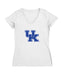 Kentucky Wildcats Women's V-neck Fitted Cotton T-Shirt White