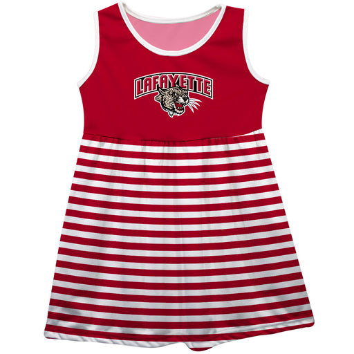 Lafayette Leopards Vive La Fete Girls Game Day Sleeveless Tank Dress Solid Maroon Logo Stripes on Skirt