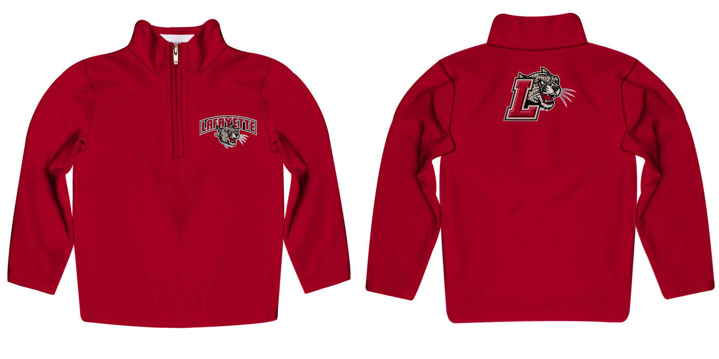 Lafayette Leopards Vive La Fete Game Day Solid Maroon Quarter Zip Pullover Sleeves - Vive La Fête - Online Apparel Store