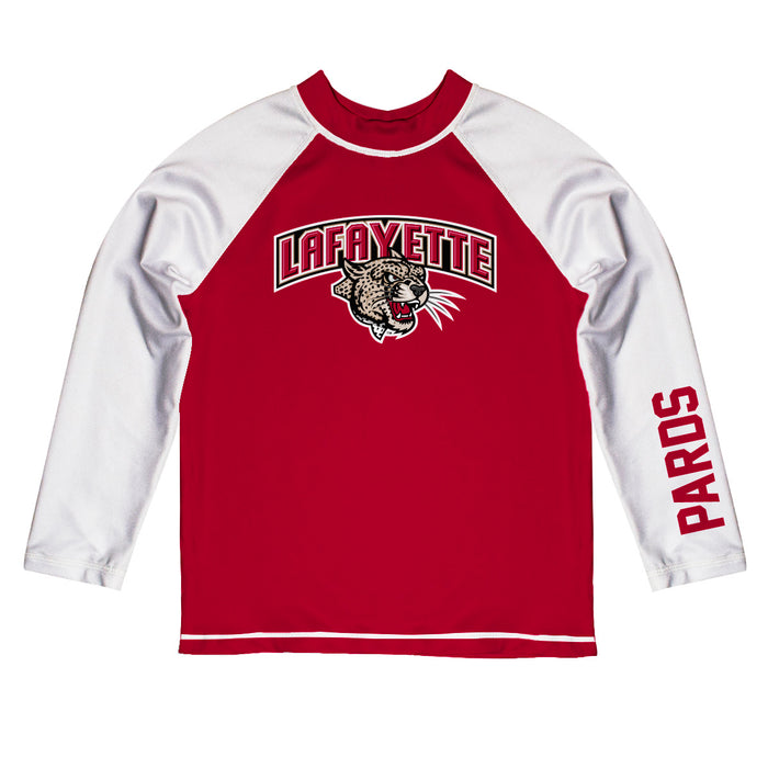 Lafayette Leopards Vive La Fete Logo Red Long Sleeve Raglan Rashguard