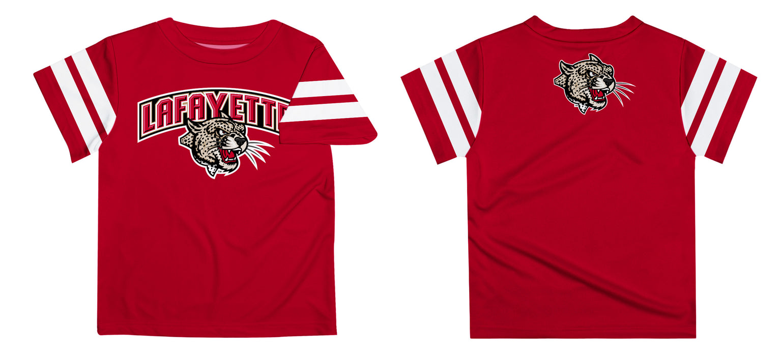 Lafayette Leopards Vive La Fete Boys Game Day Maroon Short Sleeve Tee with Stripes on Sleeves - Vive La Fête - Online Apparel Store