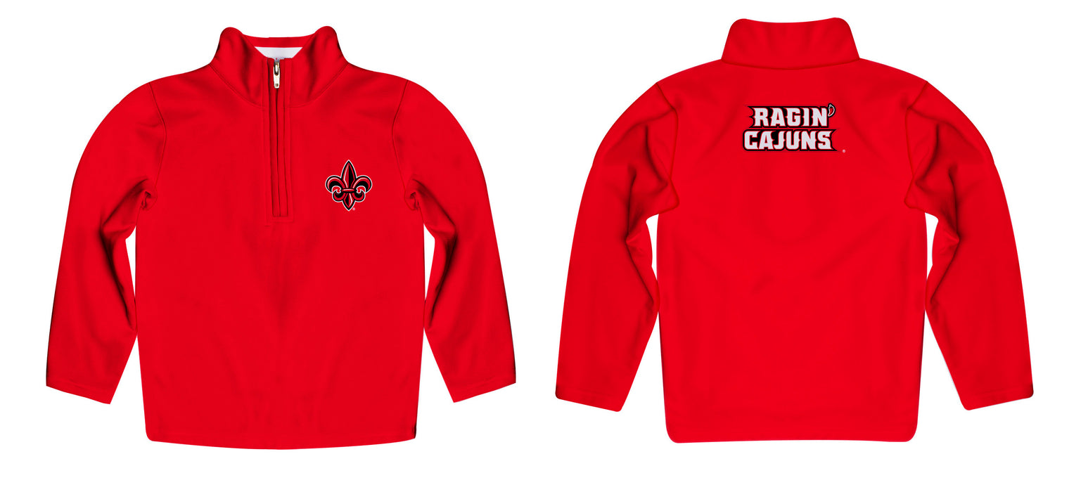 Louisiana at Lafayette Cajuns Vive La Fete Game Day Solid Red (Vermilion) Quarter Zip Pullover Sleeves - Vive La Fête - Online Apparel Store