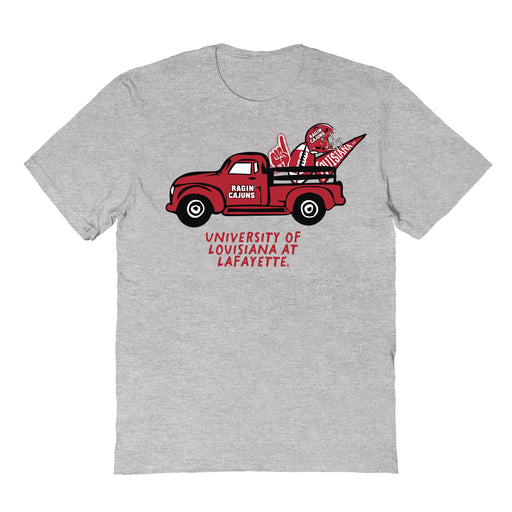 Louisiana Ragin Cajuns Hand Sketched Vive La Fete Impressions Truck Kids Grey Cotton T-shirt