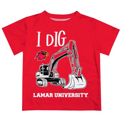 Lamar Cardinals Vive La Fete Excavator Boys Game Day Red Short Sleeve Tee