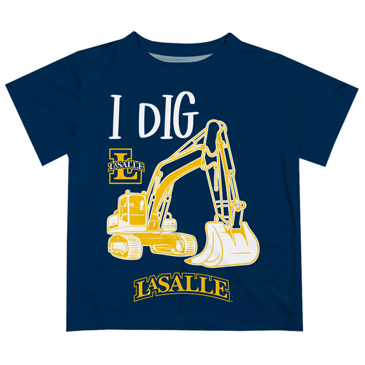 La Salle University Explorers Vive La Fete Excavator Boys Game Day Blue Short Sleeve Tee