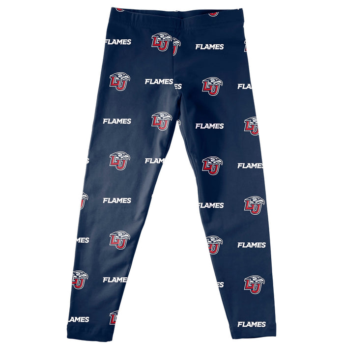 Liberty Flames Vive La Fete Girls Game Day All Over Two Logos Elastic Waist Classic Play Red Leggings Tights