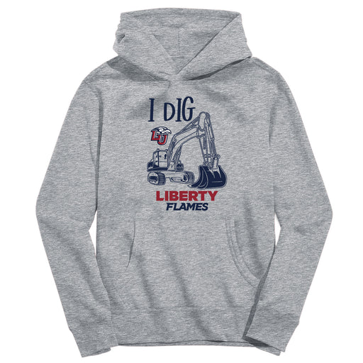 Liberty Flames Excavator Heather Grey Cotton Youth Hoodie