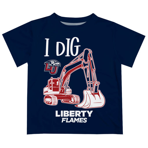 Liberty Flames Vive La Fete Excavator Boys Game Day Navy Short Sleeve Tee