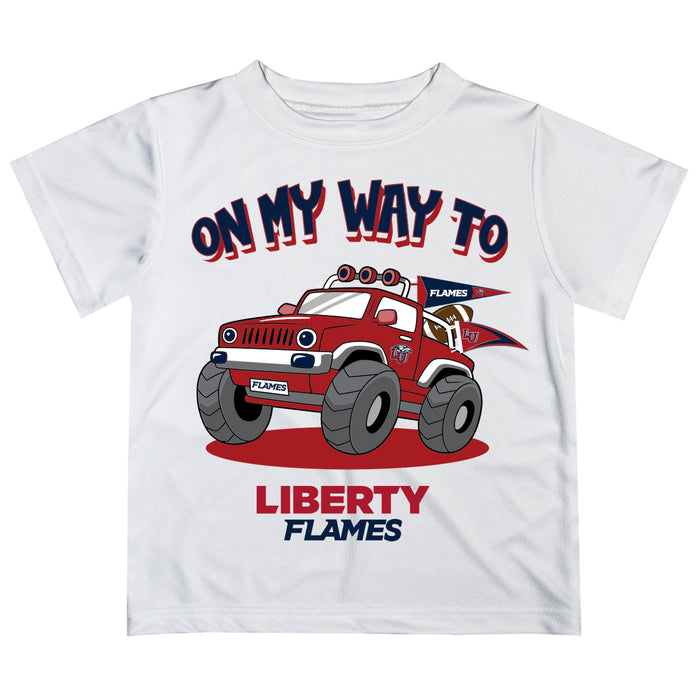 Liberty Flames Vive La Fete Monster Truck Boys Game Day White Short Sleeve Tee