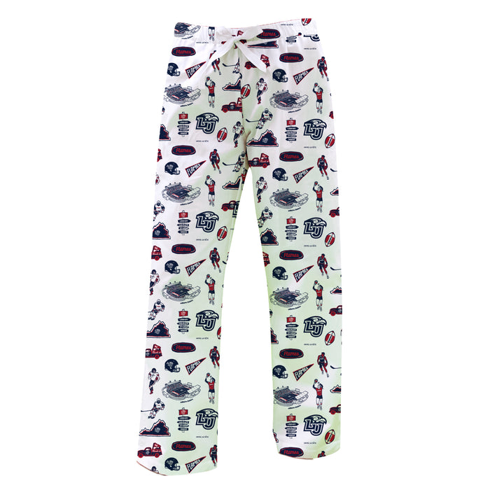 Liberty Flames Repeat Print Hand Sketched Vive La Fete Impressions Artwork Womens  White  Lounge Pants