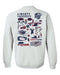 Liberty Flames Hand Sketched Artwork Navy Crewneck Sweatshirt for Women - Vive La Fête - Online Apparel Store