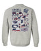 Liberty Flames Hand Sketched Artwork Navy Crewneck Sweatshirt for Women - Vive La Fête - Online Apparel Store