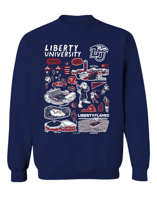 Liberty Flames Vive La Fete Impressions Navy Cotton Crewneck Sweatshirt for Women