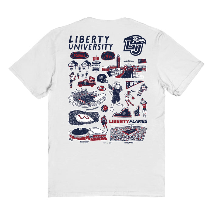 Liberty Flames Vive La Fete Impressions Artwork Womens Cotton Tshirt - Vive La Fête - Online Apparel Store