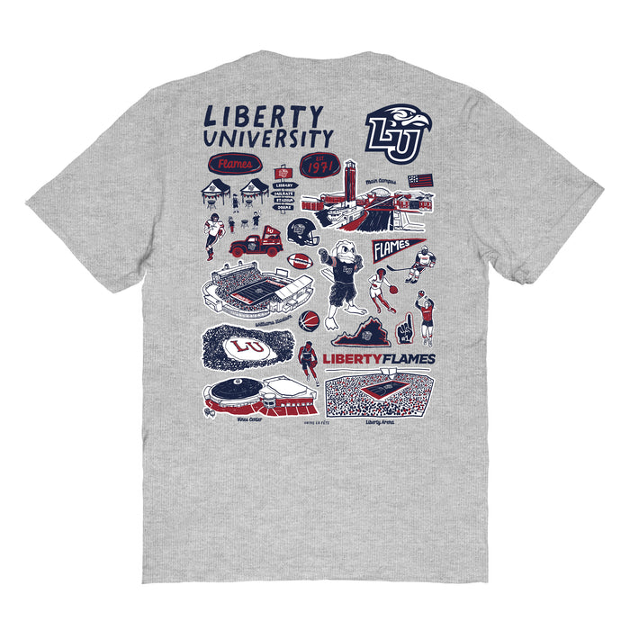 Liberty Flames Vive La Fete Impressions Artwork Womens Cotton Tshirt - Vive La Fête - Online Apparel Store