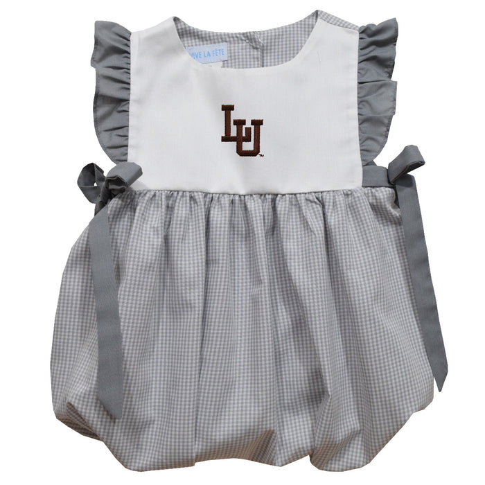 Lehigh University Mountain Hawks Embroidered Gray Gingham Girls Bubble