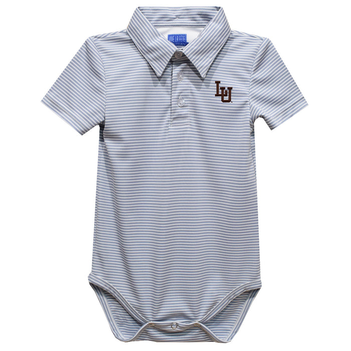 Lehigh University Mountain Hawks Embroidered Gray Stripe Knit Boys Polo Bodysuit