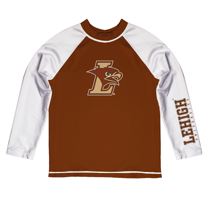 Lehigh University Mountain Hawks Vive La Fete Logo Brown Long Sleeve Raglan Rashguard