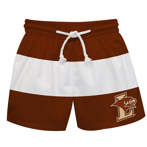 Lehigh University Mountain Hawks Vive La Fete Brown Stripes Swimtrunks V1