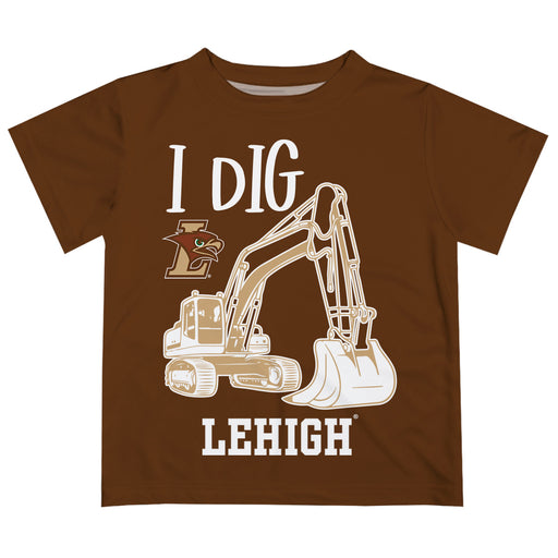 Lehigh University Mountain Hawks Vive La Fete Excavator Boys Game Day Brown Short Sleeve Tee