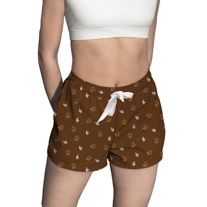 Lehigh Mountain Hawks Vive La Fete Game Day All Over Logo Women Brown Lounge Shorts