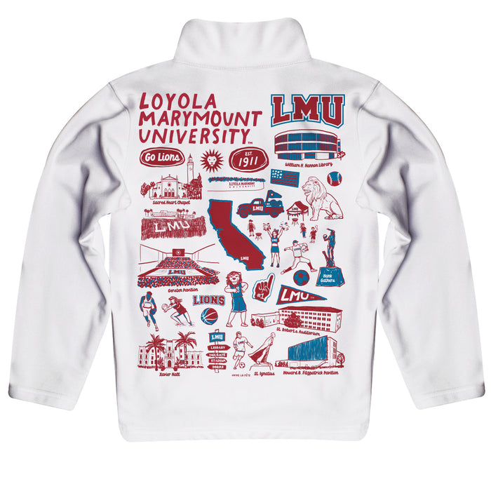 Loyola Marymount Lions Hand Sketched Vive La Fete Impressions Artwork  White Boys Quarter Zip Pullover V1 - Vive La Fête - Online Apparel Store