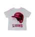 Loyola Marymount Lions Original Dripping Baseball Helmet Grey Cotton T-Shirt  by Vive La Fete