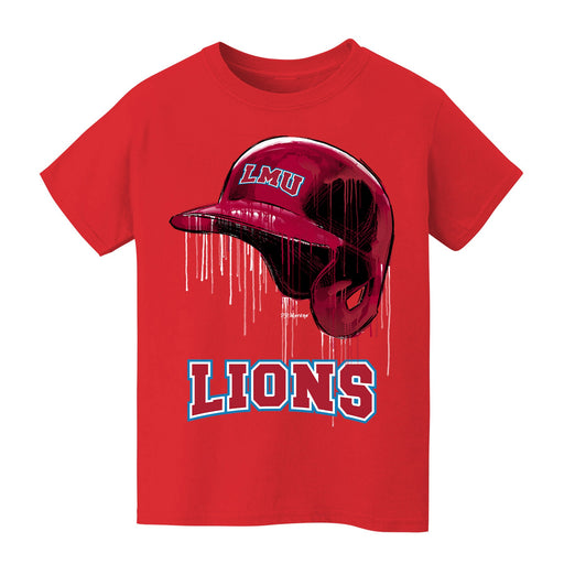 Loyola Marymount Lions Original Dripping Baseball Helmet Red T-Shirt Cotton by Vive La Fete