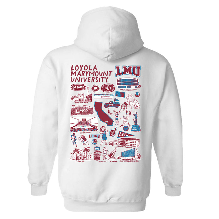 Loyola Marymount Lions Hand Sketched Artwork Cotton Fleece Women Hoodie - Vive La Fête - Online Apparel Store