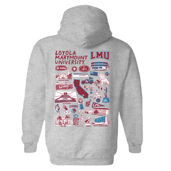 Loyola Marymount Lions Hand Sketched Artwork Cotton Fleece Women Hoodie - Vive La Fête - Online Apparel Store