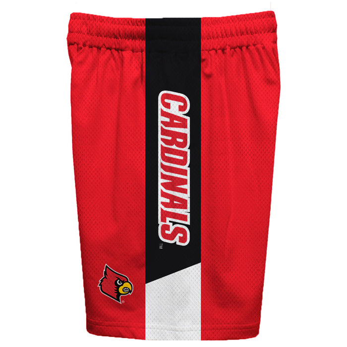 Louisville Cardinals Vive La Fete Game Day Red Stripes Boys Solid Black Athletic Mesh Short - Vive La Fête - Online Apparel Store