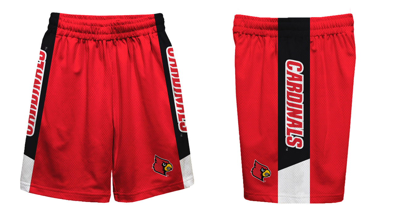 Louisville Cardinals Vive La Fete Game Day Red Stripes Boys Solid Black Athletic Mesh Short - Vive La Fête - Online Apparel Store